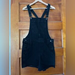 Madewell Adirondack Black Cotton Denim Short Overalls